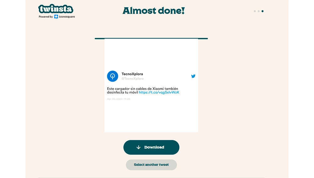 Imprimiendo el tuit para Instagram con su aspecto final