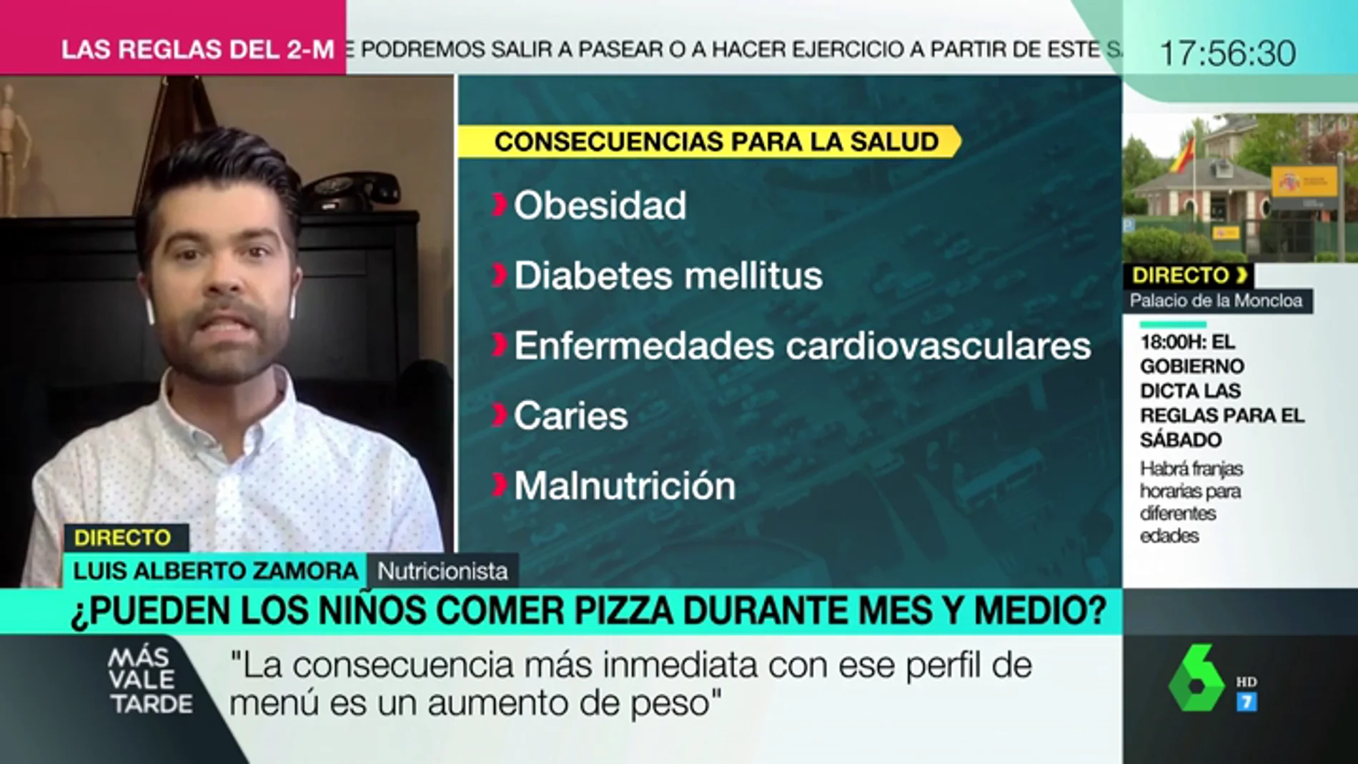 Zamora advierte sobre los menús de los niños de Madrid: "Aumenta la predisposición a tener diabetes o problemas cardiovasculares"