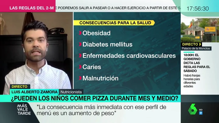 Zamora advierte sobre los menús de los niños de Madrid: "Aumenta la predisposición a tener diabetes o problemas cardiovasculares"