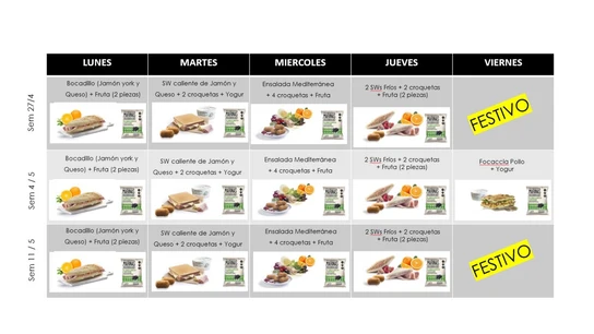 Ejemplos de menús escolares de Rodilla de tres semanas Ejemplos de menús de Rodilla de tres semanas