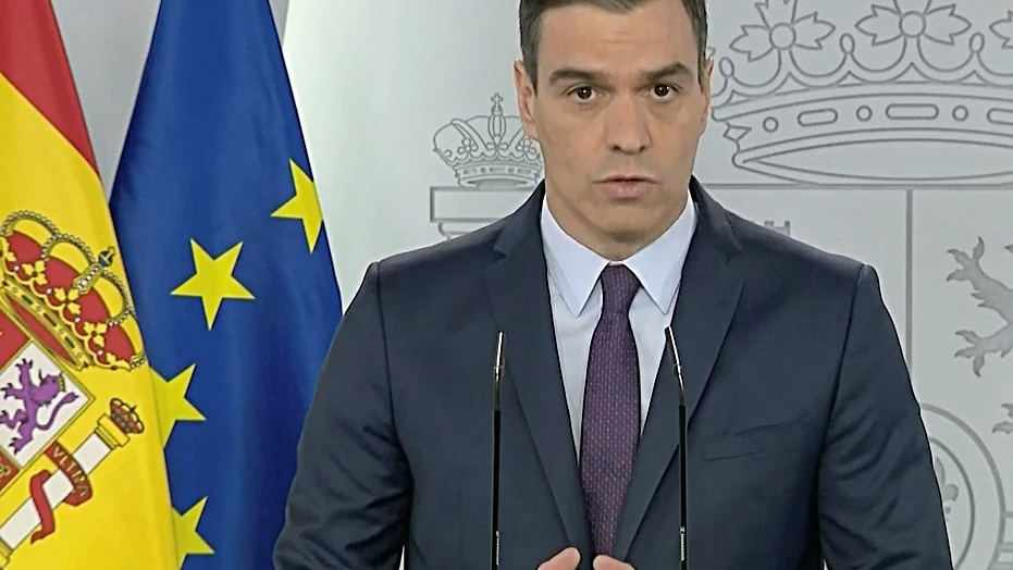 Pedro Sánchez en rueda de prensa en La Moncloa