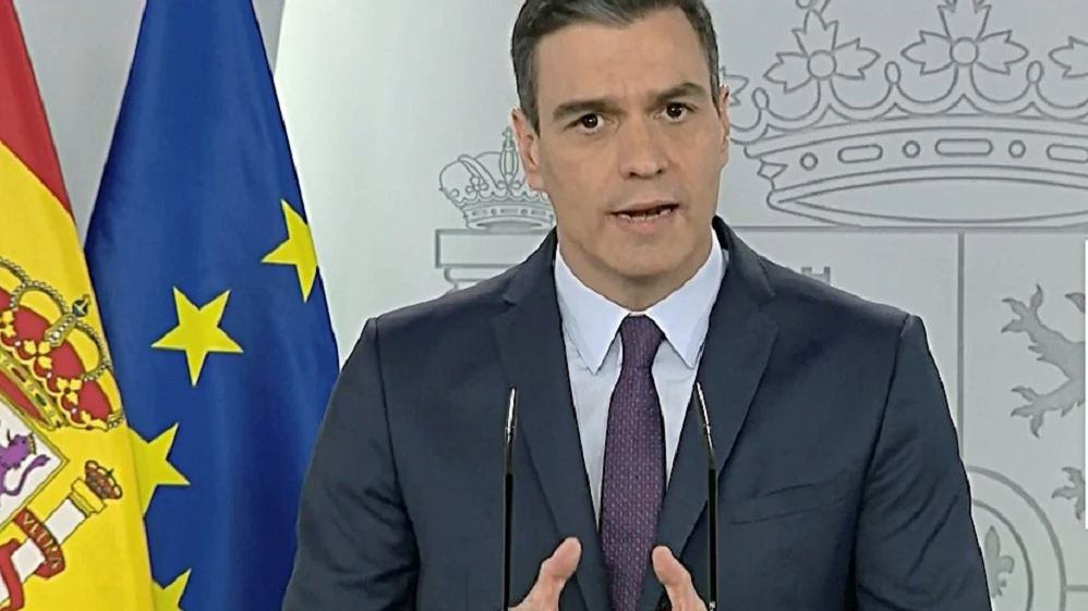 Pedro Sánchez en rueda de prensa tras la videoconferencia con el comité técnico del coronavirus.