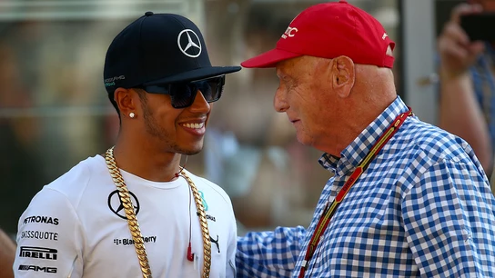 Lewis Hamilton y Niki Lauda. Lewis Hamilton y Niki Lauda.
