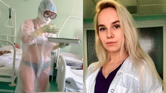 Ofrecen trabajo de modelo de lencería a la enfermera rusa que sólo llevaba ropa interior debajo de su EPI Ofrecen trabajo de modelo de lencería a la enfermera rusa que sólo llevaba ropa interior debajo de su EPI