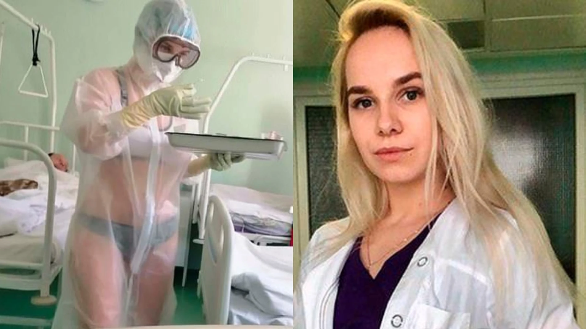 Ofrecen trabajo de modelo de lencería a la enfermera rusa que sólo llevaba ropa interior debajo de su EPI