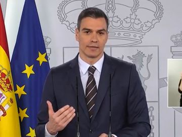 Pedro Sánchez, durante su comparecencia Pedro Sánchez, durante su comparecencia