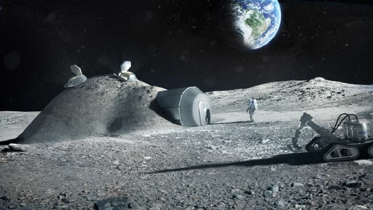 Imagen de una base lunar realizada con una impresora 3D Imagen de una base lunar realizada con una impresora 3D