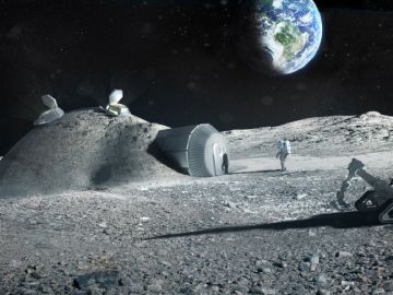 Imagen de una base lunar realizada con una impresora 3D Imagen de una base lunar realizada con una impresora 3D