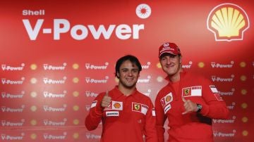 Felipe Massa y Michael Schumacher en Ferrari