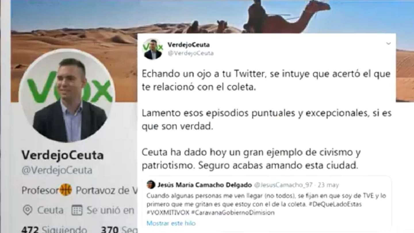 Imagen de un tuit del portavoz de Vox en Ceuta Imagen de un tuit del portavoz de Vox en Ceuta