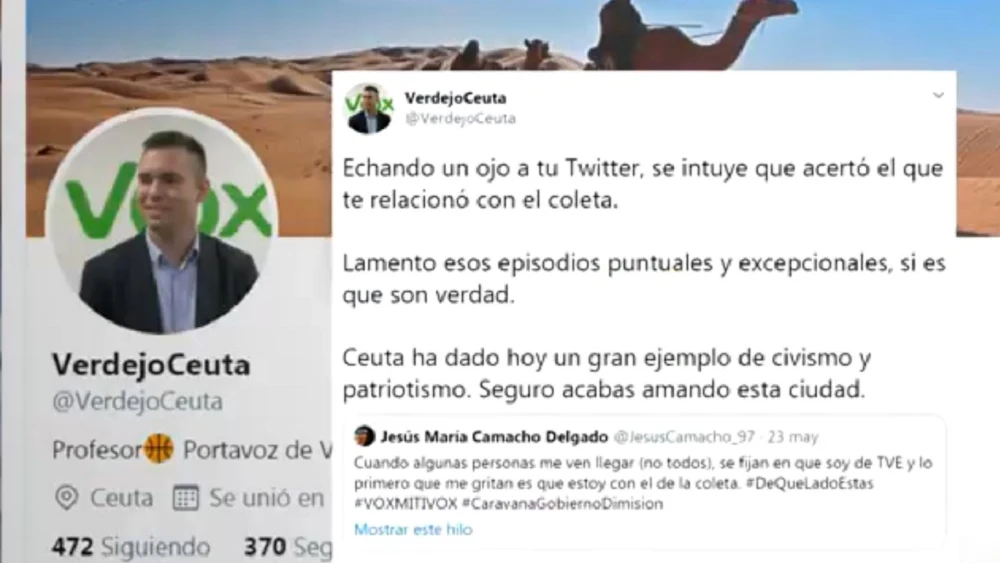 Imagen de un tuit del portavoz de Vox en Ceuta