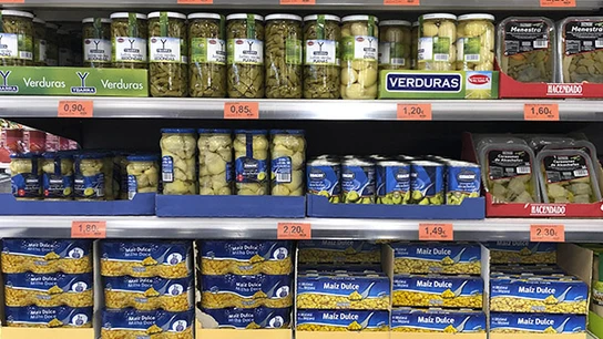 Mostrador de conservas de Mercadona Mostrador de conservas de Mercadona