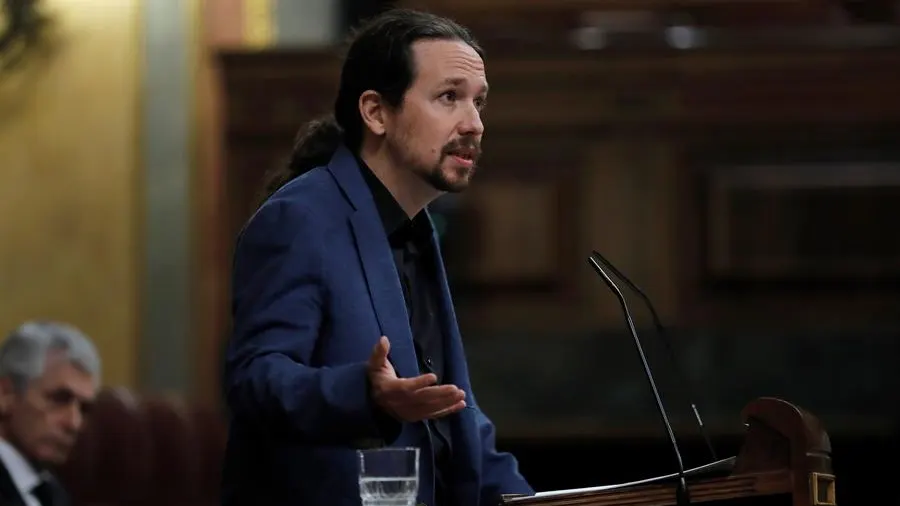 El vicepresidente segundo del Gobierno, Pablo Iglesias, durante su intervención en el pleno celebrado este miércoles en el Congreso. 