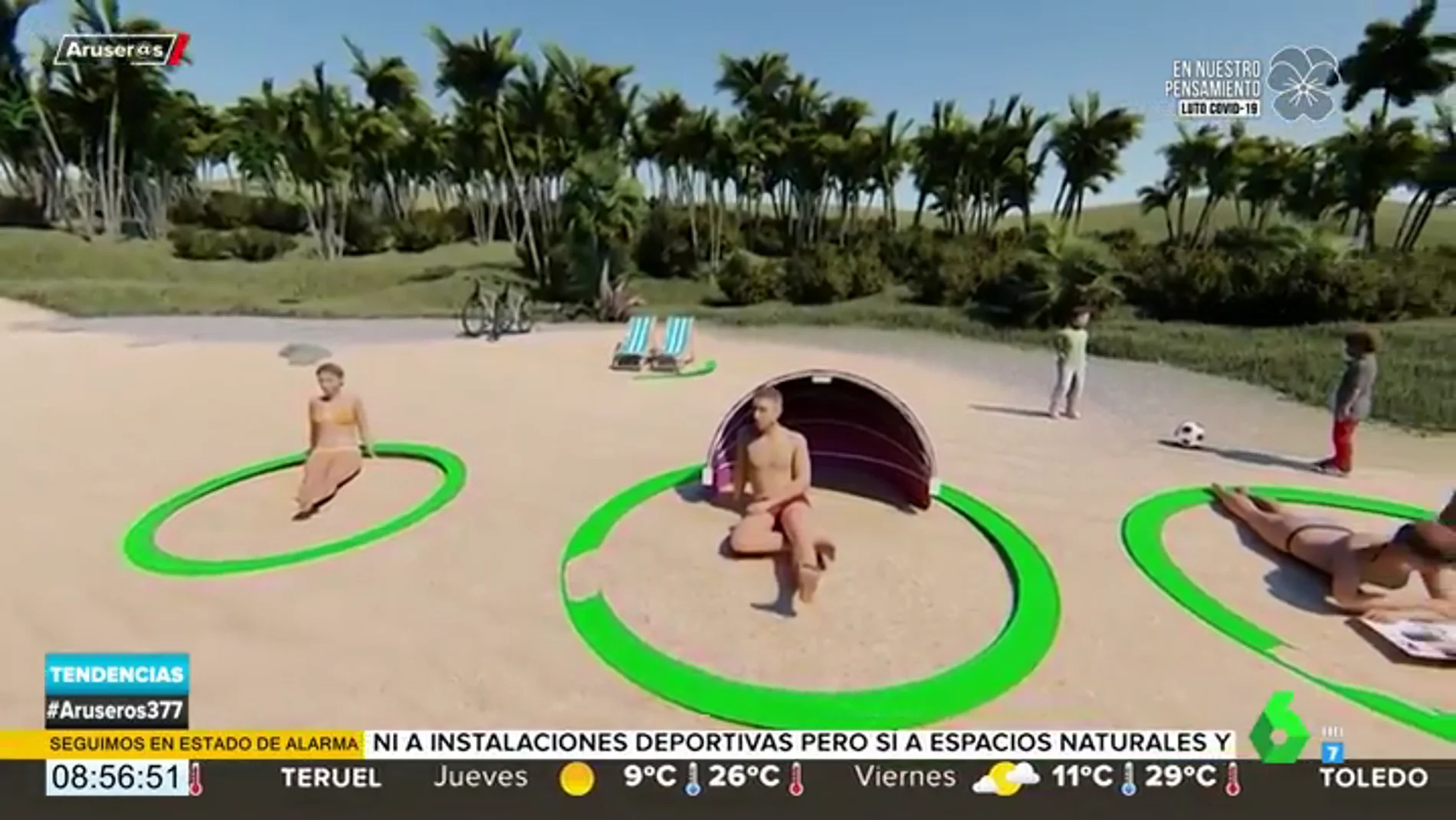 Un anillo playero, el invento 'made in Spain' para mantener la distancia de seguridad en la playa 