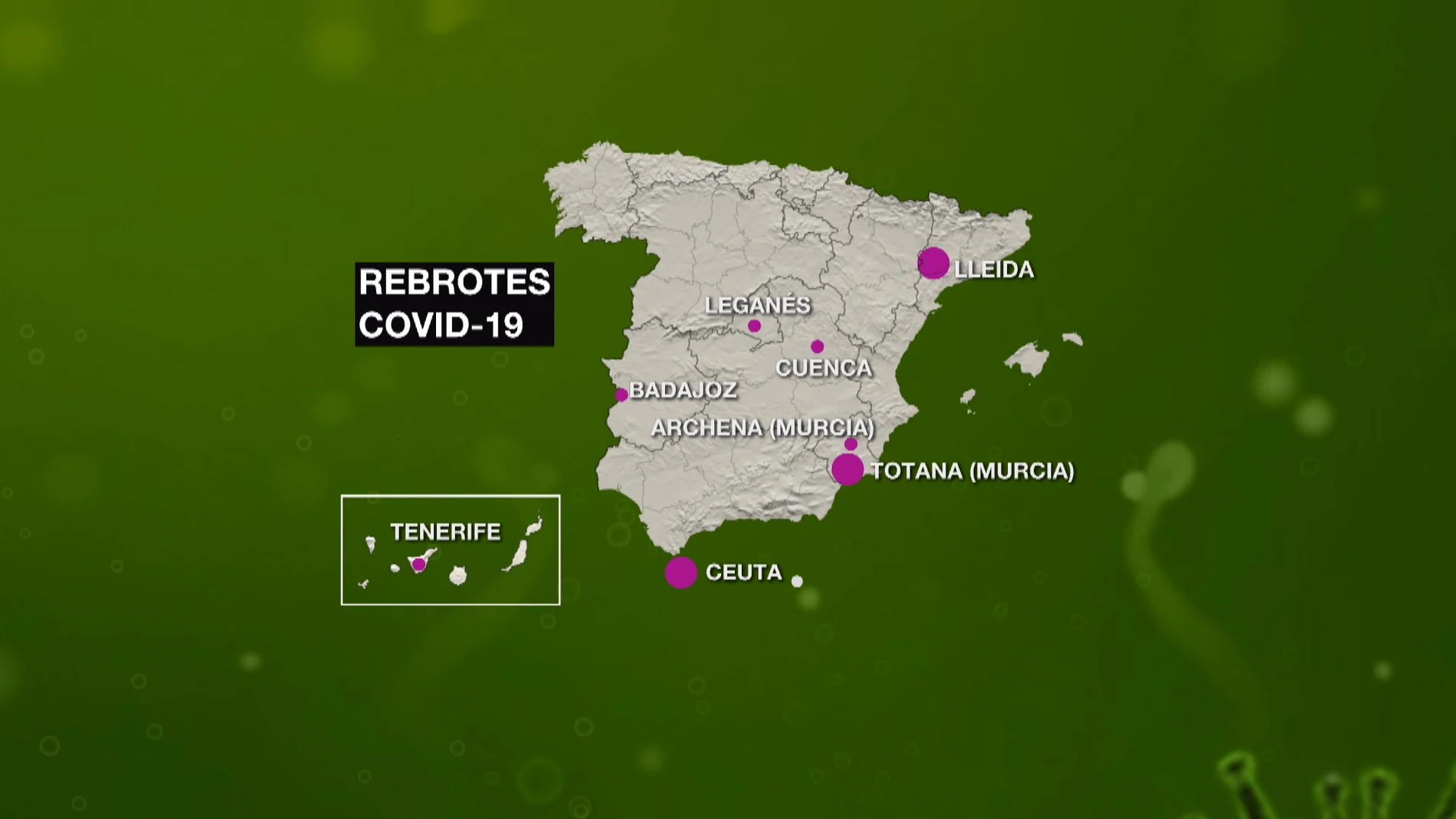 Mapa de los rebrotes de coronavirus en España