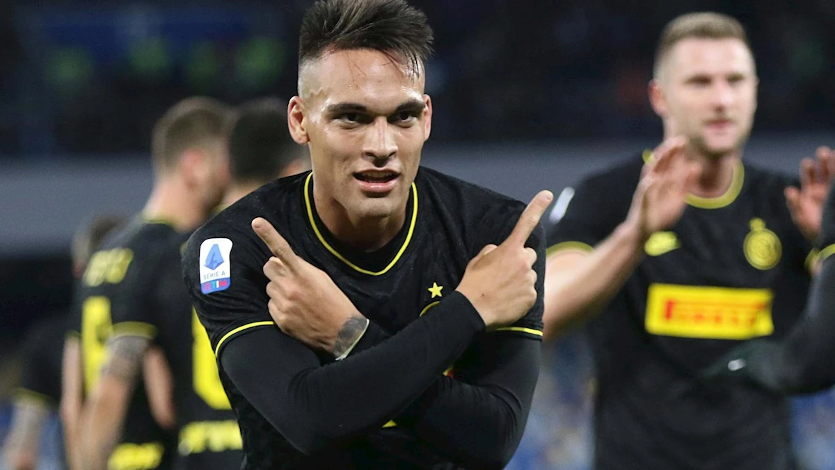 Lautaro Martínez celebra un gol con el Inter