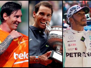 Lionel Messi, Rafa Nadal y Lewis Hamilton Lionel Messi, Rafa Nadal y Lewis Hamilton