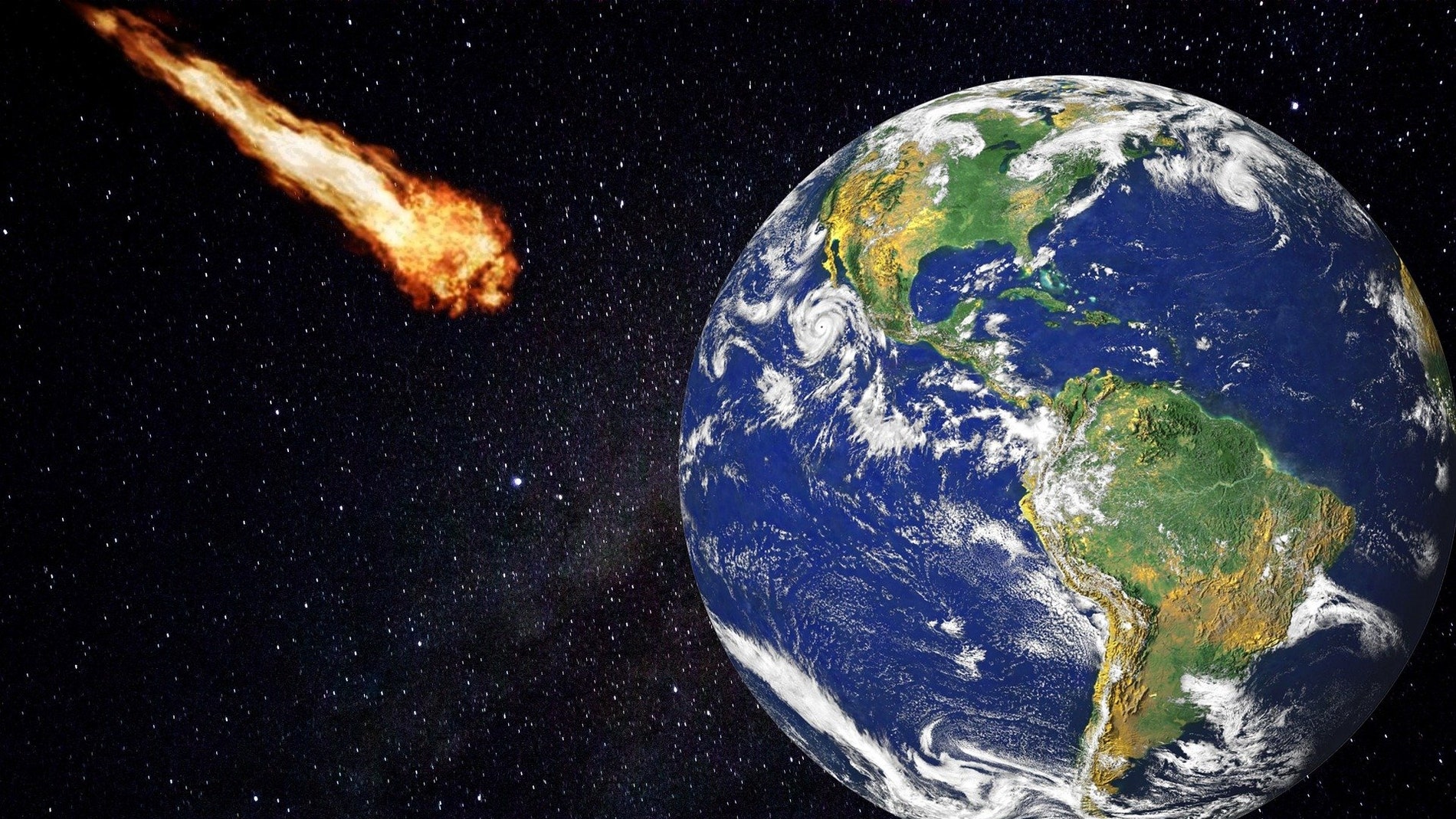 Meteorito acercándose a la Tierra