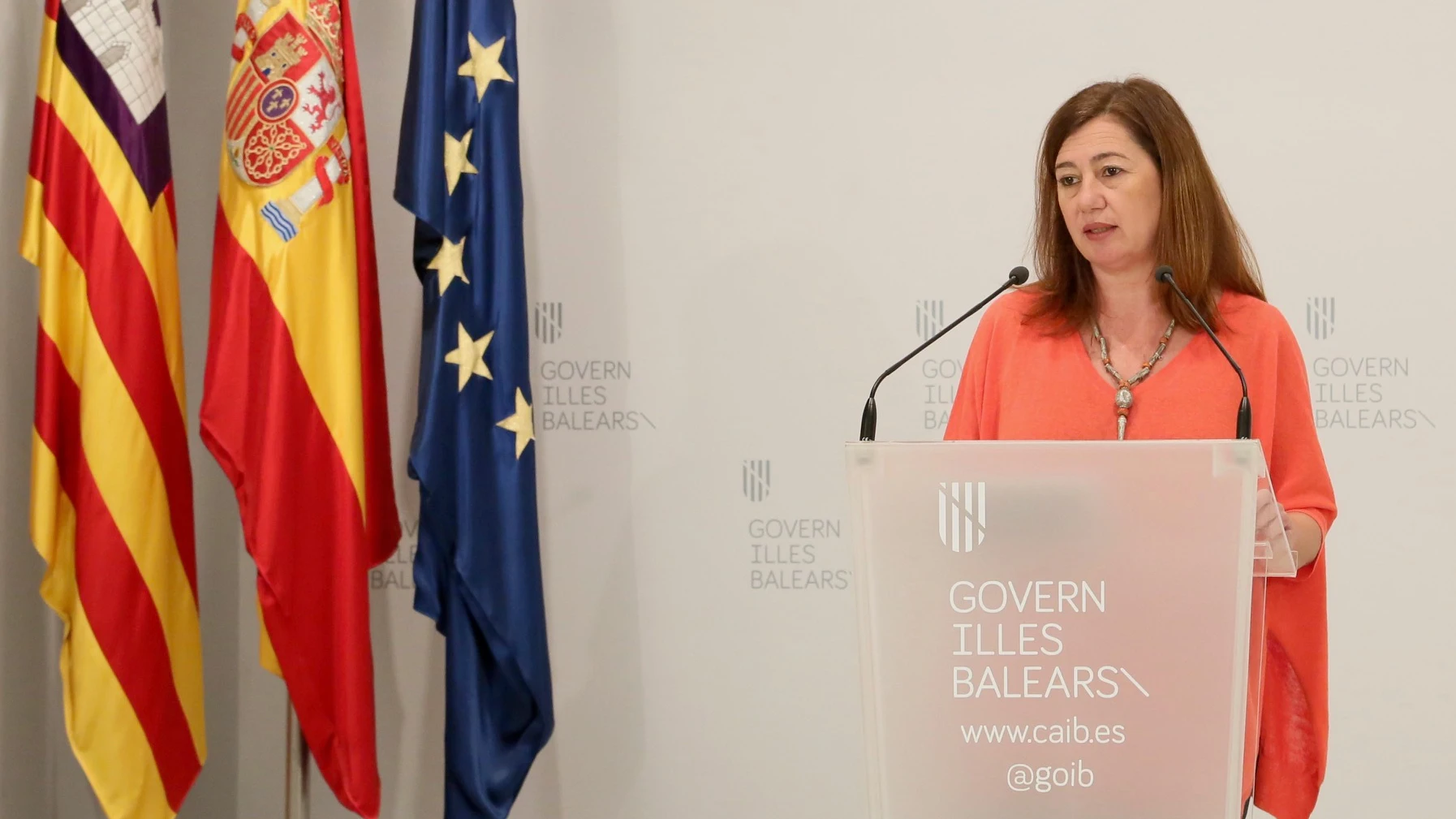 La Presidenta del Govern, Francina Armengol, en rueda de prensa tras celebrar una nueva conferencia de presidentes autonómicos. 