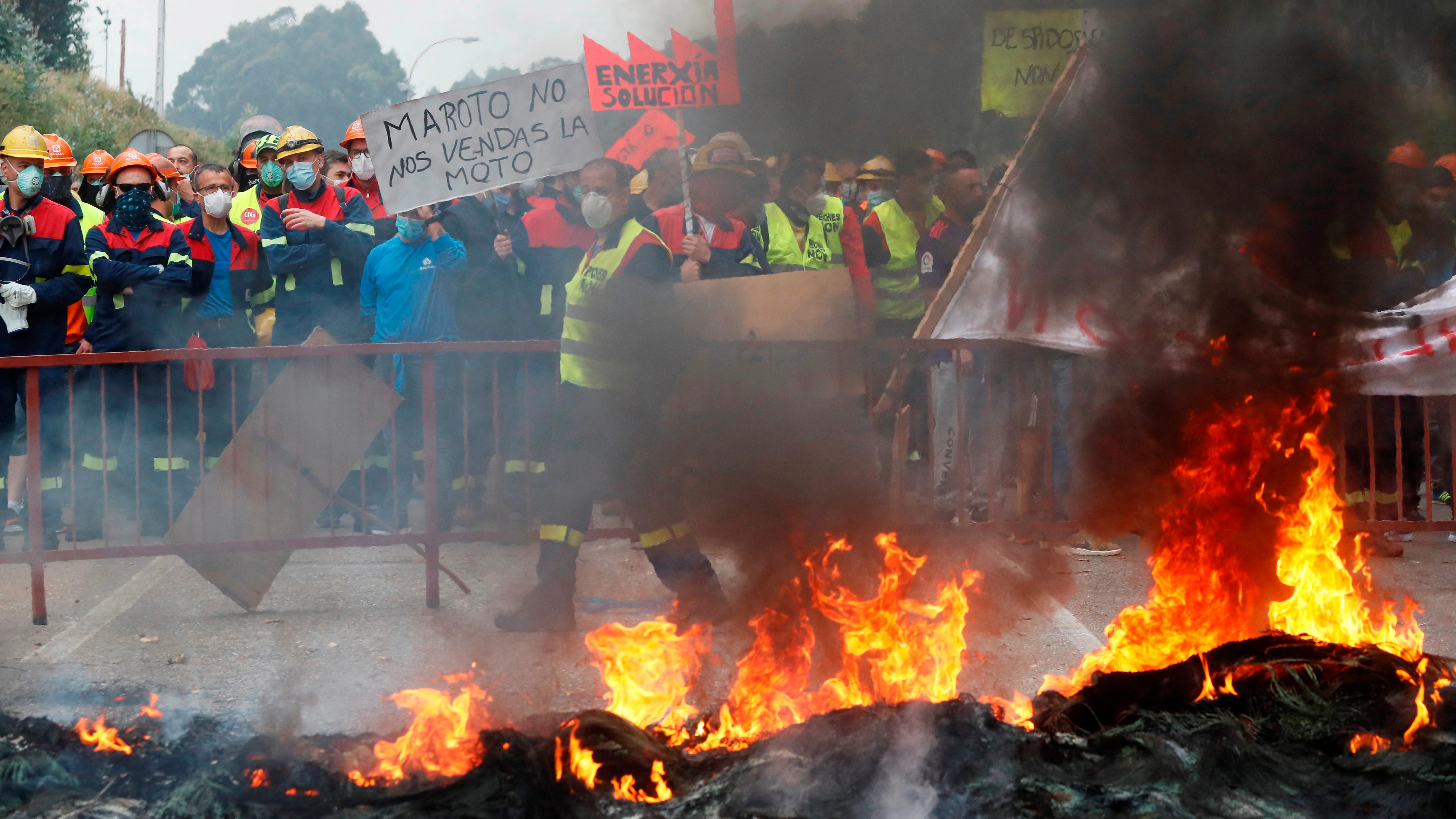 Protestas de los trabajadores de Alcoa contra los despidos