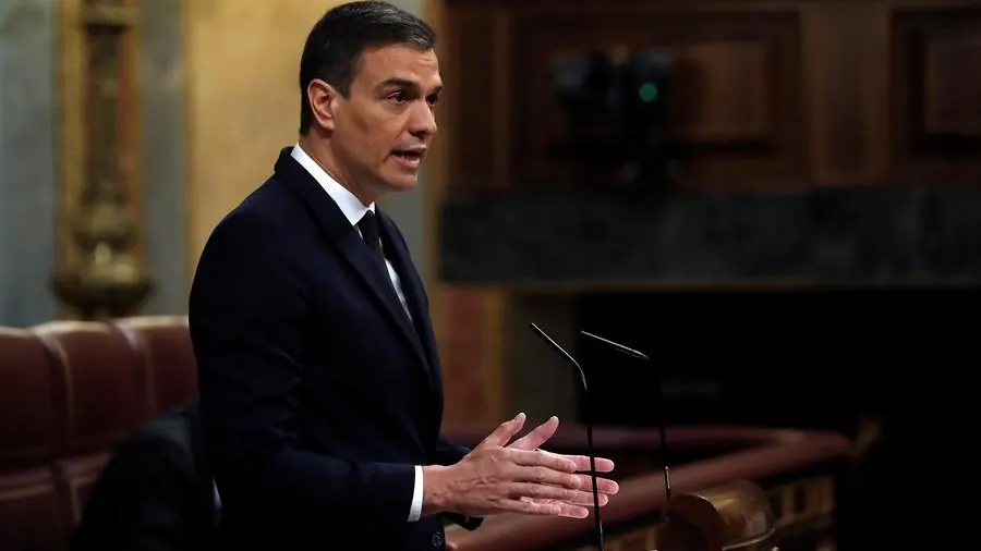 Pedro Sánchez, en la tribuna del Congreso de los Diputados.