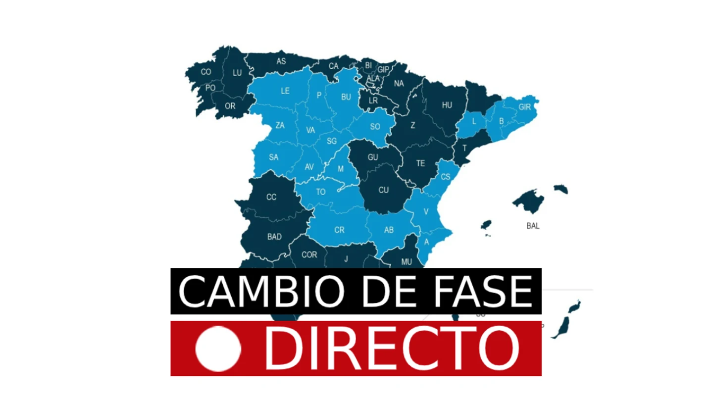 Cambio de fase por desescalada de coronavirus en España, hoy | Fase 1, 2 y 3, última hora en directo Cambio de fase por desescalada de coronavirus en España, hoy | Fase 1, 2 y 3, última hora en directo