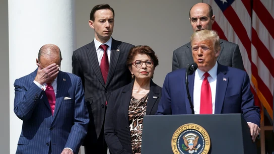 Donald Trump, durante su discurso analizando los datos del paro Donald Trump, durante su discurso analizando los datos del paro