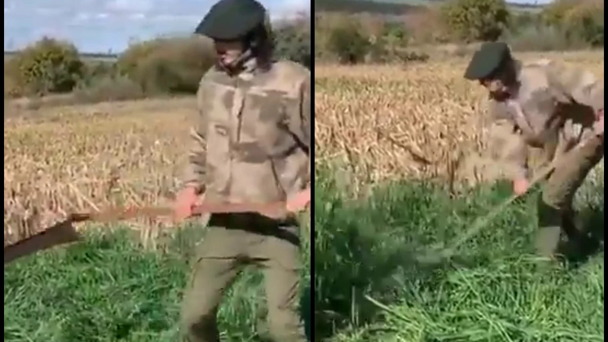 Edinson Cavani, trabajando en el campo