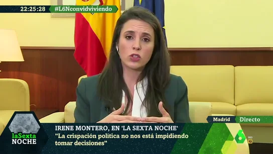 Irene Montero, sobre la crispación en la política: "A veces no podemos dejar sin respuesta palabras que vulneran los derechos humanos" Irene Montero, sobre la crispación en la política: "A veces no podemos dejar sin respuesta palabras que vulneran los derechos humanos"