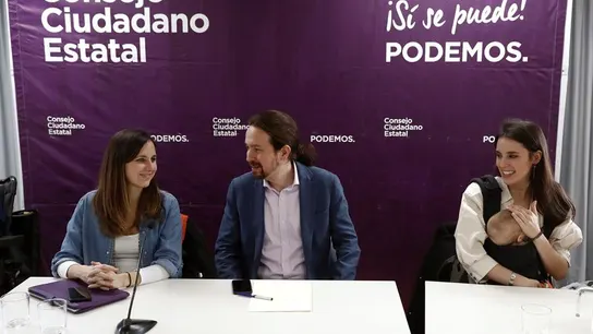 Imagen de archivo de Ione Belarra, Pablo Iglesias e Irene Montero Imagen de archivo de Ione Belarra, Pablo Iglesias e Irene Montero