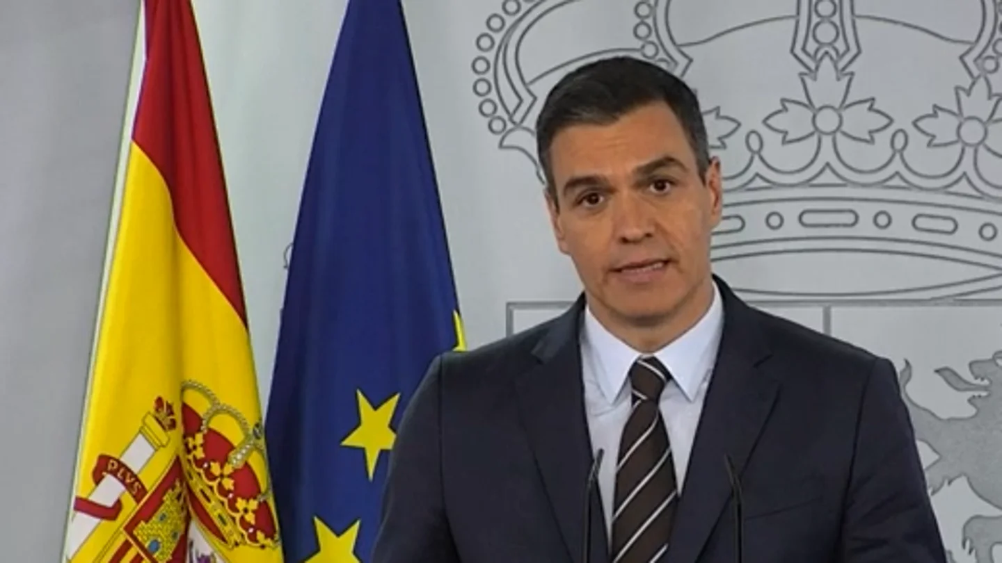 Pedro Sánchez durante la rueda de prensa posterior a la videoconferencia con los presidentes autonómicos Pedro Sánchez durante la rueda de prensa posterior a la videoconferencia con los presidentes autonómicos