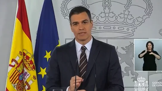 Pedro Sánchez, durante su comparecencia Pedro Sánchez, durante su comparecencia