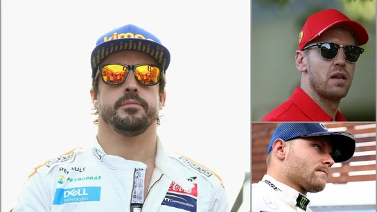 Fernando Alonso, Sebastian Vettel y Valtteri Bottas Fernando Alonso, Sebastian Vettel y Valtteri Bottas
