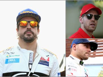 Fernando Alonso, Sebastian Vettel y Valtteri Bottas Fernando Alonso, Sebastian Vettel y Valtteri Bottas