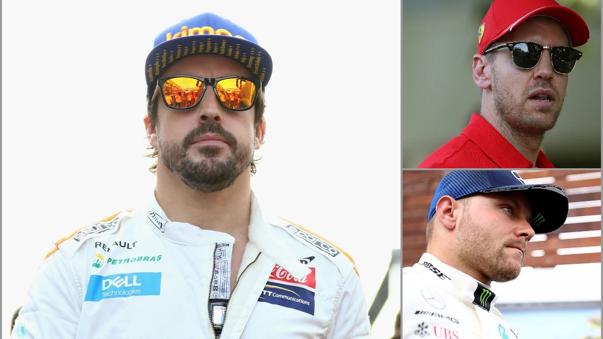 Fernando Alonso, Sebastian Vettel y Valtteri Bottas