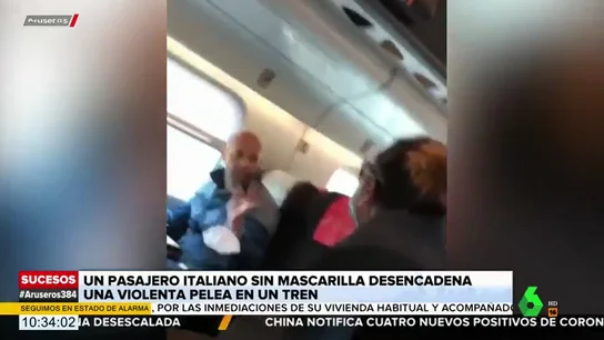 La violenta pelea verbal en un tren por la negativa de un pasajero a ponerse la mascarilla La violenta pelea verbal en un tren por la negativa de un pasajero a ponerse la mascarilla