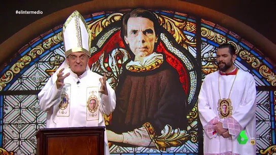 El papa Wyoming y el monaguillo Dani Mateo dedican una oración a Aznar: "Has venido a juzgar a rojos y titiriteros" El papa Wyoming y el monaguillo Dani Mateo dedican una oración a Aznar: "Has venido a juzgar a rojos y titiriteros"