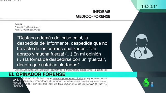 Las interpretaciones del forense del 8M: "La despedida del correo electrónico denota que estaban alertados"