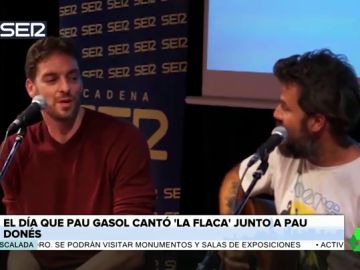 El día que Pau Gasol cantó junto a Pau Donés su tema de Jarabe de Palo 'La flaca' El día que Pau Gasol cantó junto a Pau Donés su tema de Jarabe de Palo 'La flaca'