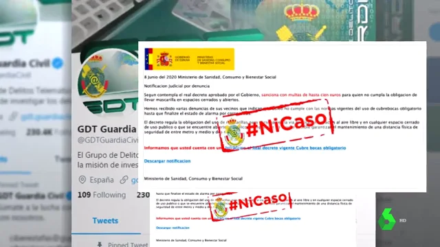 El timo de la mascarilla: no, el ministerio de Sanidad no envía un mensaje notificando de una multa por no usarla