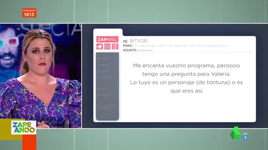 Valeria Ros responde a las críticas de un espectador: "Para ti es tontuna, para mi abuela soy encantadora" Valeria Ros responde a las críticas de un espectador: "Para ti es tontuna, para mi abuela soy encantadora"