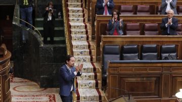 Pablo Iglesias en el Congreso antes de la votación del Ingreso Mínimo Vital