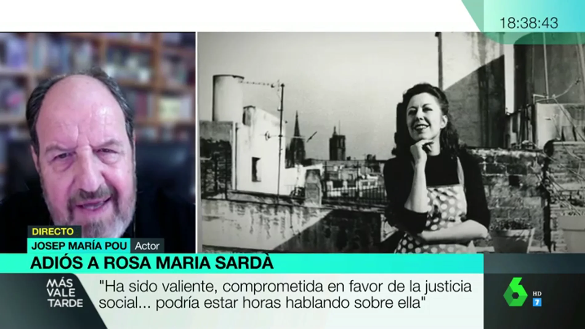 Las palabras de cariño de Josep María Pou a Rosa María Sardà: "Era valiente, comprometida, siempre al frente para reivindicar la justicia social"