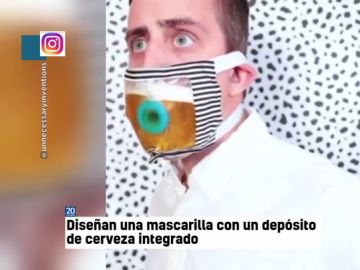 Diseñan una mascarilla con un depósito para beber cerveza Diseñan una mascarilla con un depósito para beber cerveza