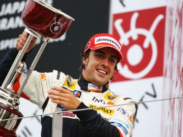 Fernando Alonso, tras ganar el GP de Japón 2008 Fernando Alonso, tras ganar el GP de Japón 2008
