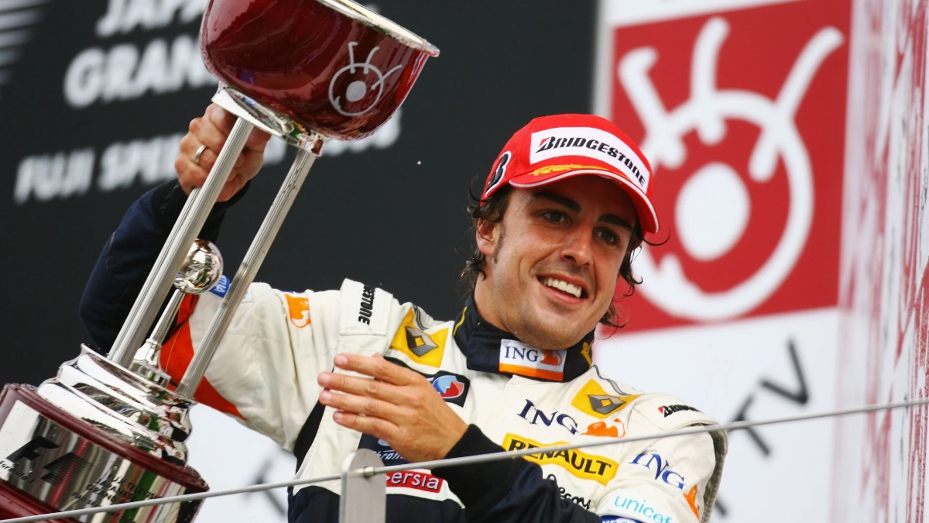 Fernando Alonso, tras ganar el GP de Japón 2008