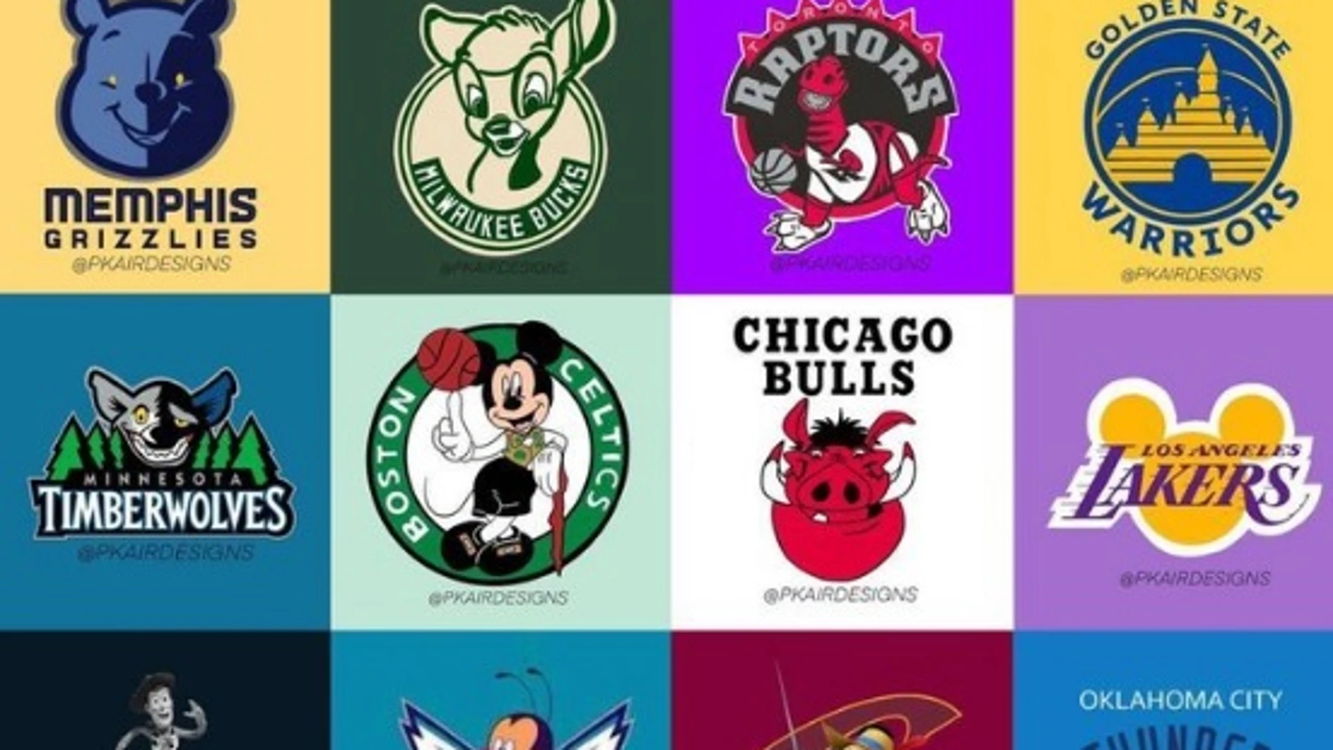 Escudos de la NBA con personajes Disney.