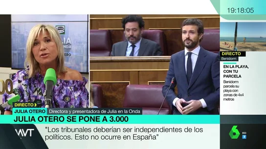Julia Otero, sobre la independencia judicial: "No se puede intentar conseguir lo que te niegan las urnas por otros métodos" Julia Otero