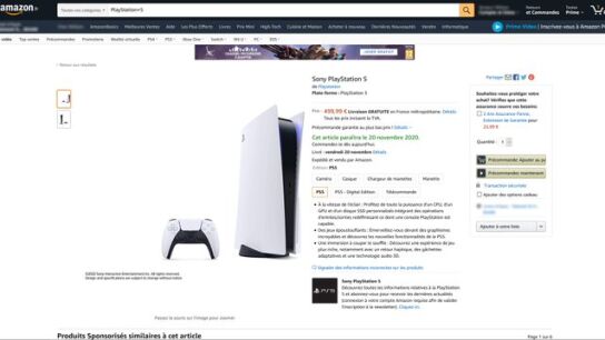 Captura de pantalla con el precio y la fecha de PS5, según Amazon Francia