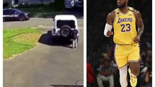 Un niño se esconde de la policía/LeBron James Un niño se esconde de la policía/LeBron James